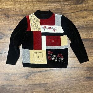 Beautiful Alfred Dunner Patchwork Style Sweater size Petite Medium